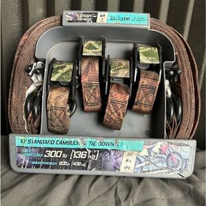SmartStraps® Camo-X® 10' x 1" Cambuckle Straps - 4 Pack. NEW